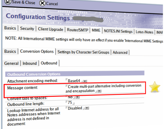 Encapsulate Notes messages via MIME multipart