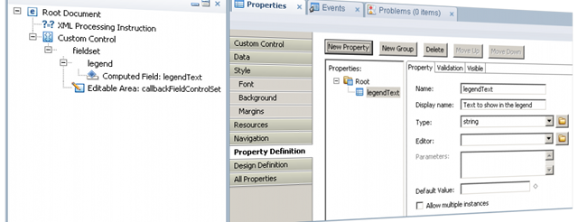 Custom Control containing a FieldSet