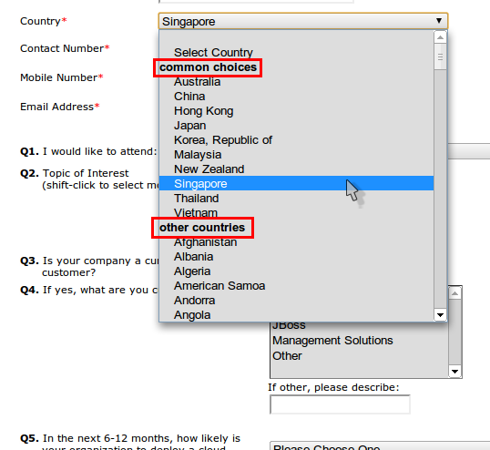 Good Selection putting most likely countries first