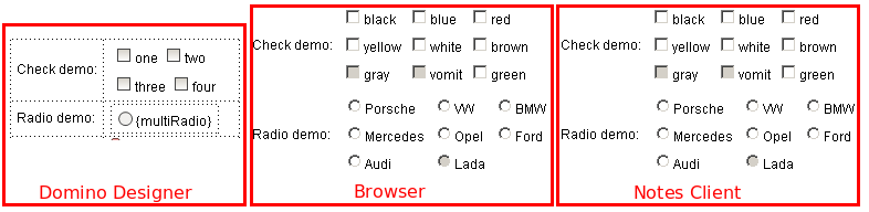 Multi column check boxes in various views