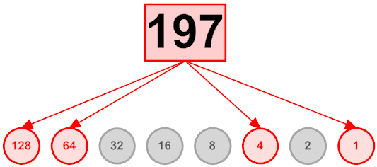 The bit pattern of 197