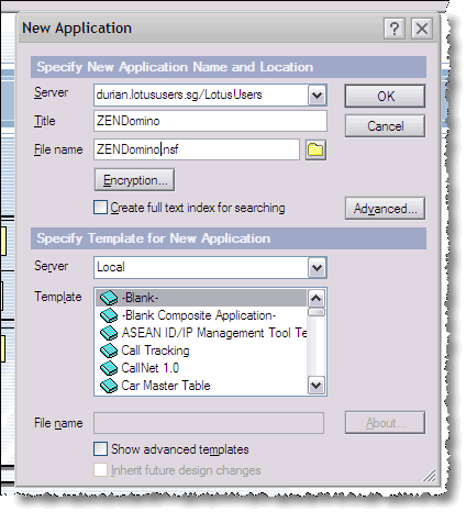 Create a new database