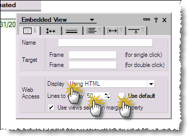 Selecting Embedded View Properties Selecting Embedded View Properties