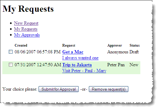 View with selection checkboxes View with selection checkboxes