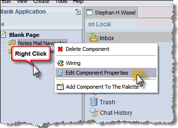 The component property dialog