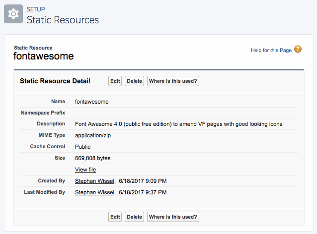 Static Resource for FontAwesome